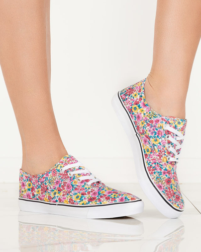 OUTLET Różowe tenisówki damskie w kwiaty Sertoli - Obuwie