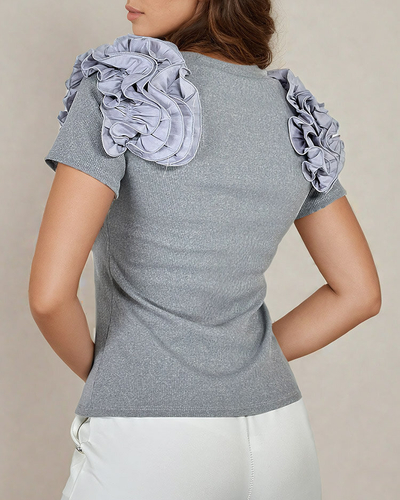 Royalfashion Прилепнала дамска блуза с ребра