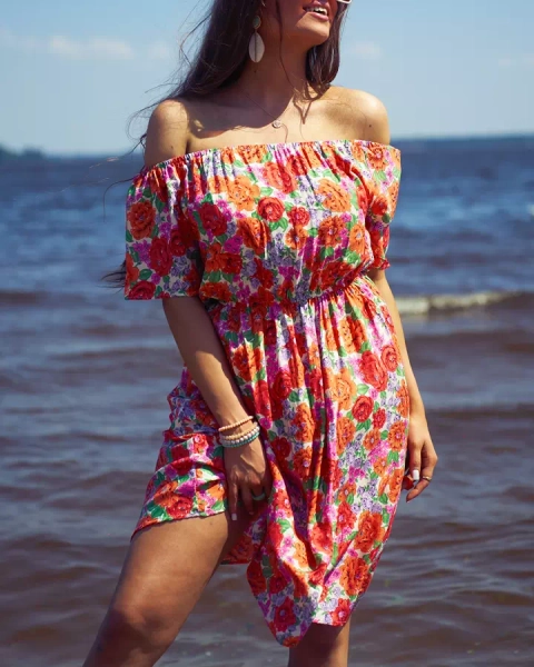 Royalfashion Дамска флорална мини рокля a'la hiszpanka в червено