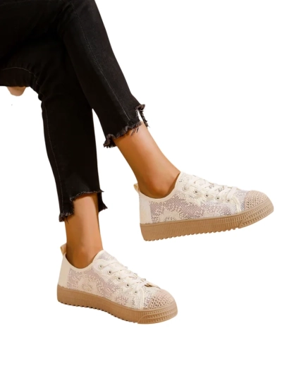 Royalfashion Женски маратонки с дантела и пайети Nille