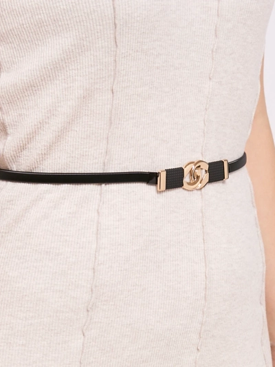 Дамски метален колан Callista Nero черен, минималистичен, закопчаващ се с кукичка