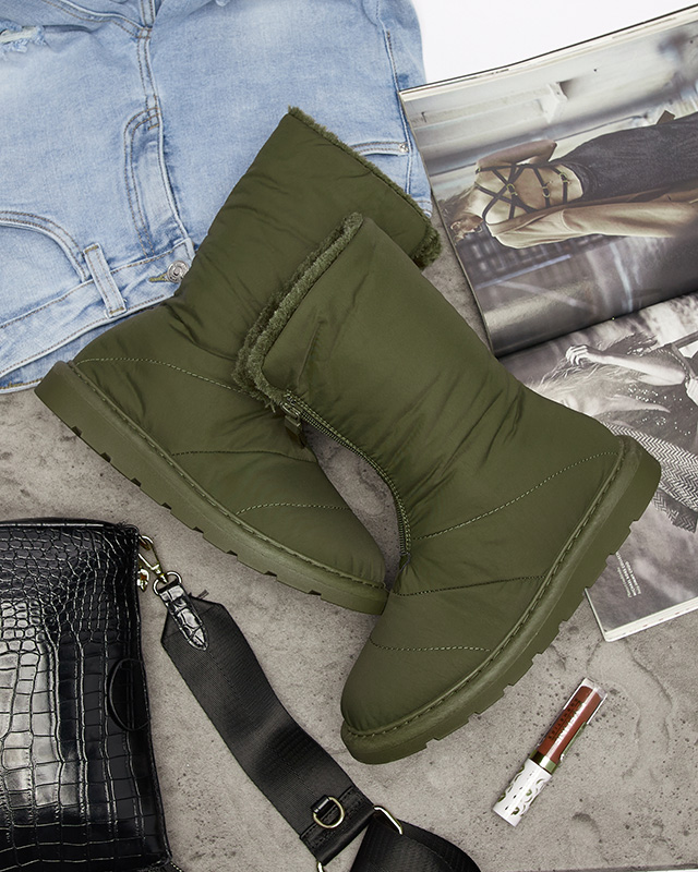 Тъмнозелени дамски ботуши a'la snow boots Tirigga- Footwear