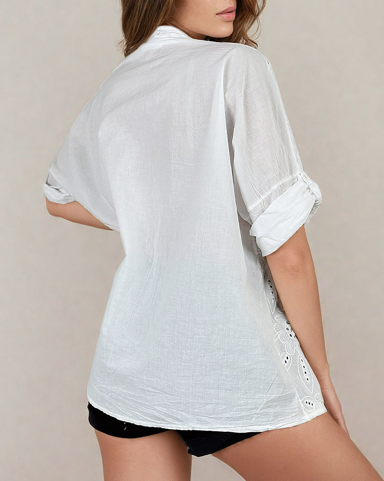 Royalfashion Дамска риза oversize с бродерия