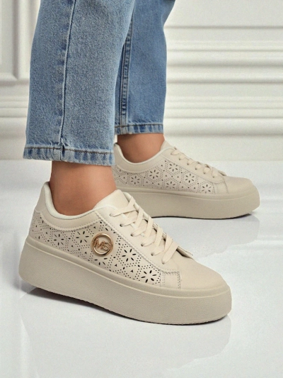 Aurelia Бежови Сникърси Платформа Royalfashion Еко Кожа