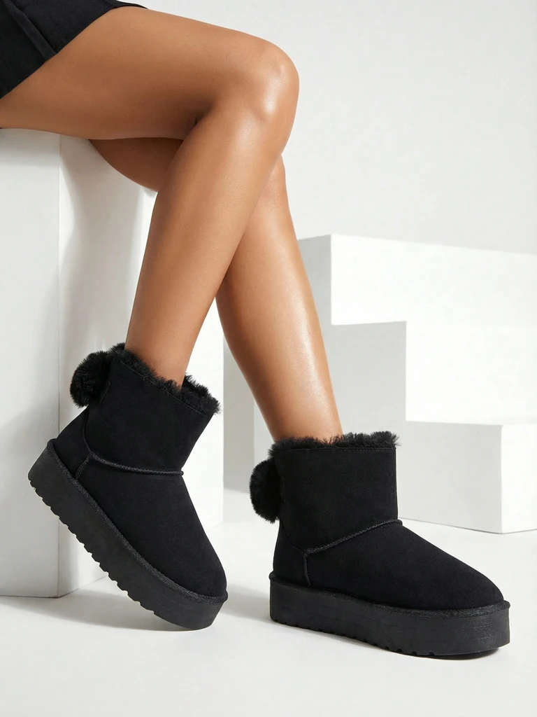 Royalfashion Дамски ботуши a'la snow boots в черно Goroggo