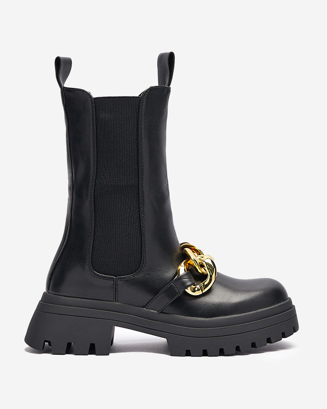 Дамски ботуши с верижка в черно Evves- Footwear