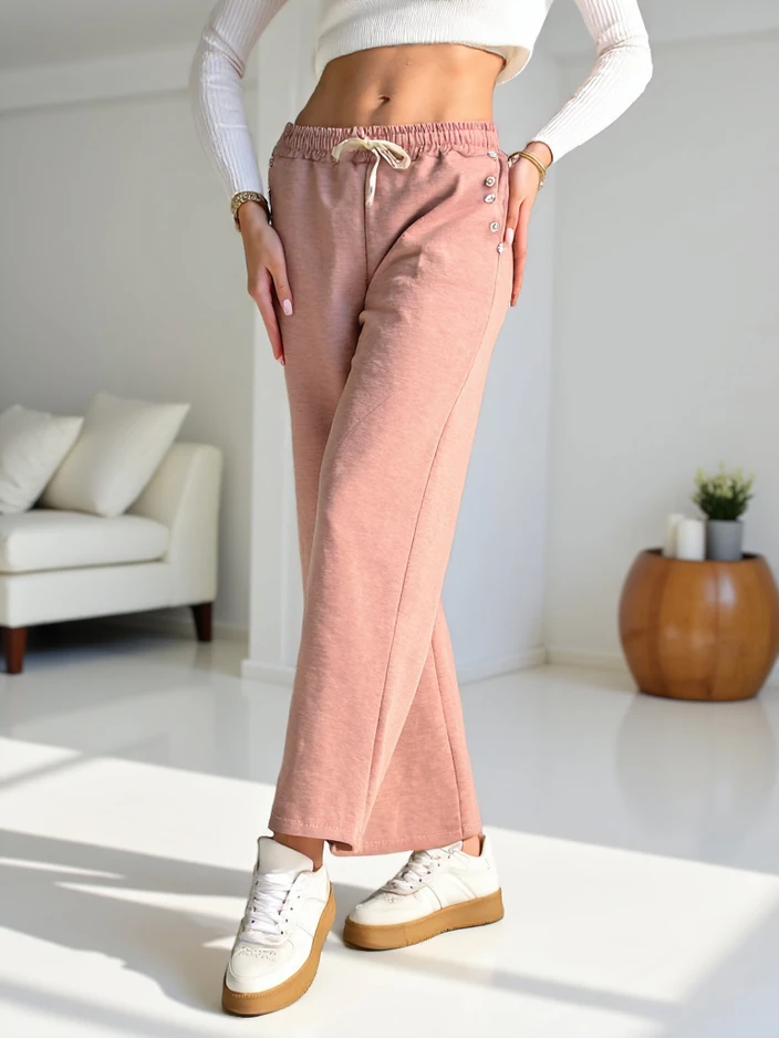 Royalfashion Женски широки спортни панталони с камъчета