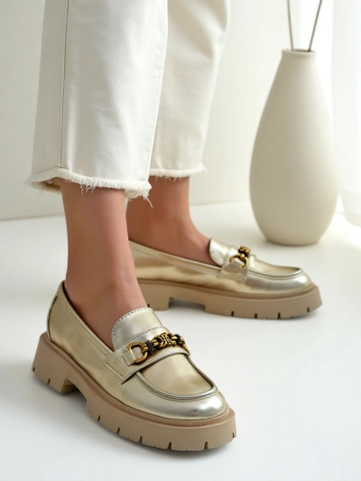 Royalfashion Женски мокасини с позлата Goldlove