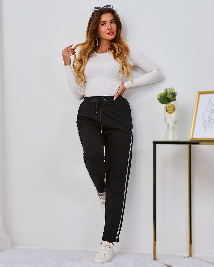 Royalfashion Черни дамски потници с кант