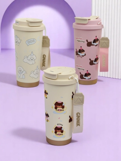 Royalfashion Термочаша с кошничка, сламка и кукла Happy Dog