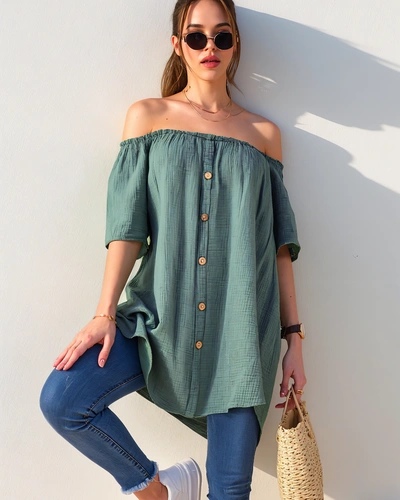 Ризa Royalfashion от памук за жени а'ла испанска с декоративни копчета