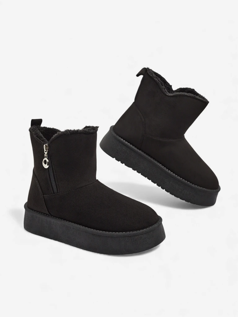 Дамски боти Aurora черни от екологична кожа за зимата