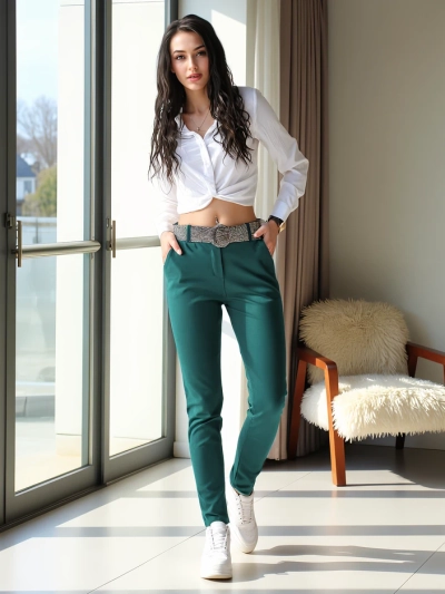 Royalfashion Дамски платнени панталони