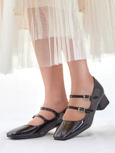 Класически дамски обувки с токчета Royalfashion Glossy с ленти Вибли