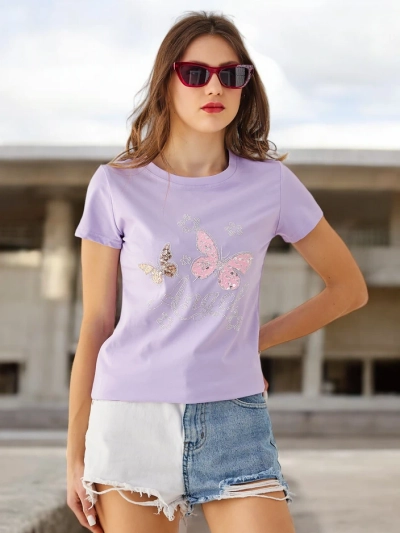 Royalfashion Женска памучна тениска Пеперуда