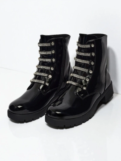 Лакирани дамски боти с връзки Fjorra