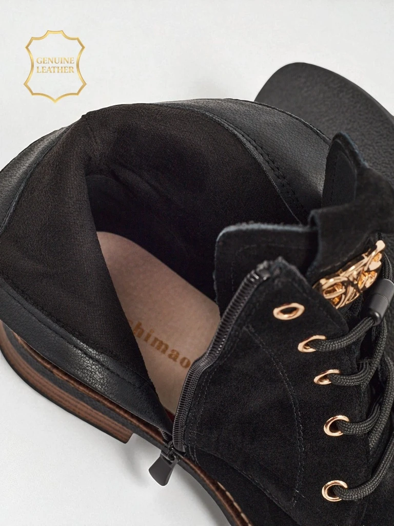 Дамски боти Aurelia Romano от естествен велур – кафяви, с пух