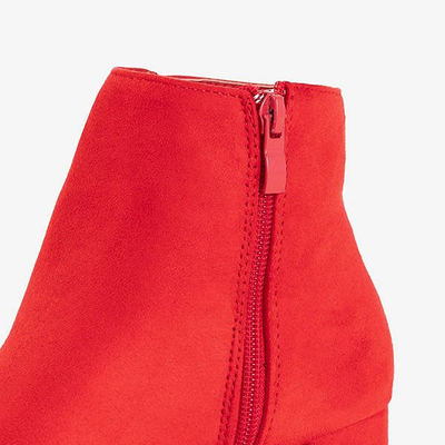 Czerwone damskie botki na słupku Calida - Obuwie