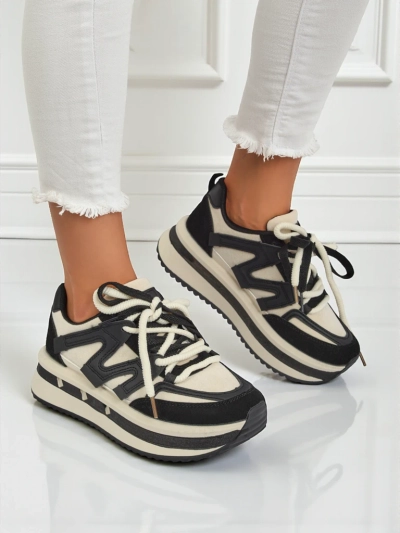 Дамски сникърси на платформа Selene Nero от екологична кожа, черни