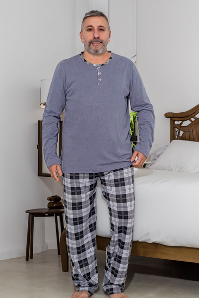 Royalfashion Памучни мъжки каре пижами ПЛЮС РАЗМЕР