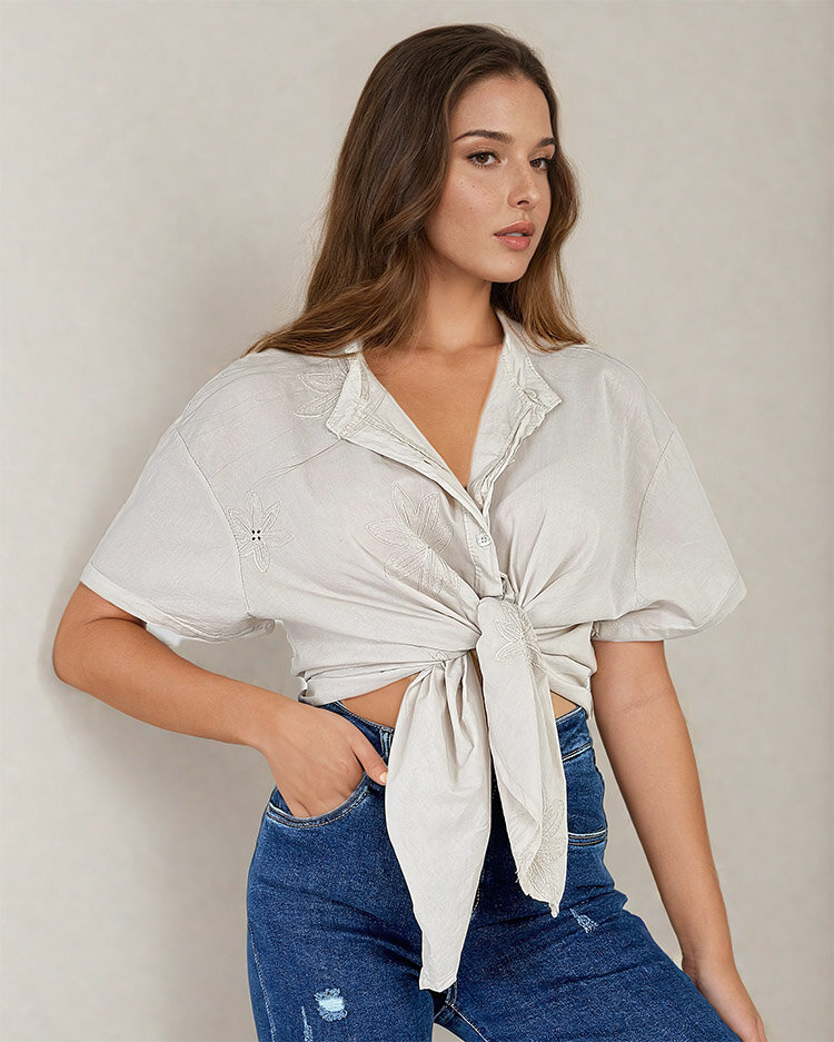 Royalfashion Дамска риза oversize с бродерия