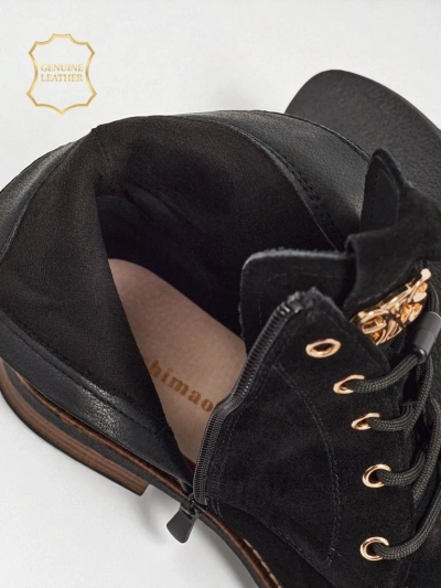 Дамски боти Aurelia Romano от естествен велур – кафяви, с пух