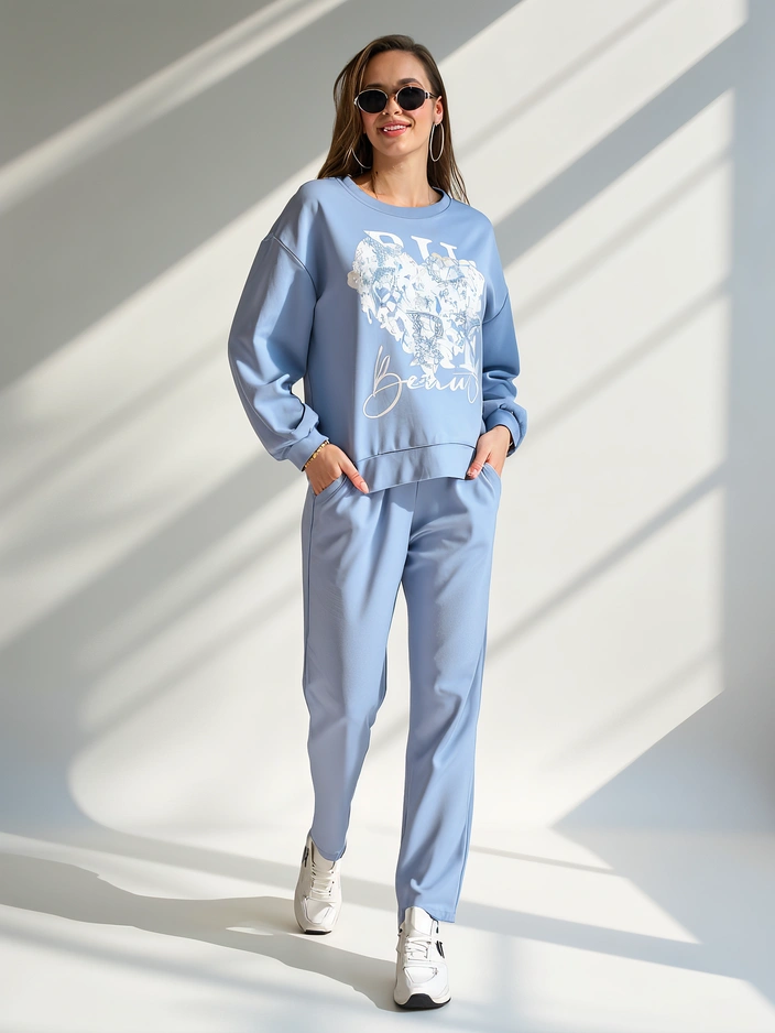 Royalfashion Жена вискозен комплект с десен