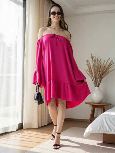 Royalfashion Женска рокля а'ла Испанска с волани, oversize