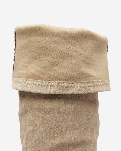 Дамски боти над коляното в цвят каки Liki - Обувки