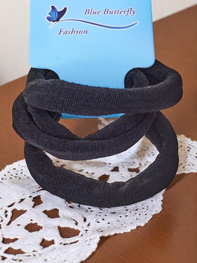 Royalfashion Комплект от 3 черни ластика за коса Nero