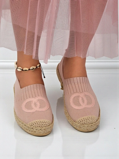 Дамски еспадрили Theodora розови от екологична велурена кожа, плоски