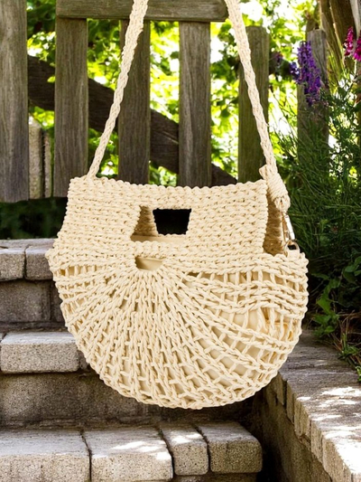 Royalfashion Малка дамска сламена чанта Mini Moon Straw