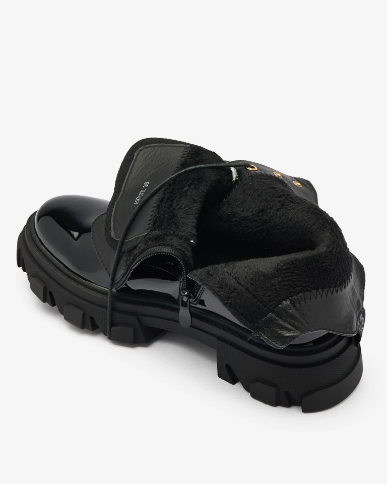 Royalfashion Черни лакирани дамски изолирани ботуши Setogia