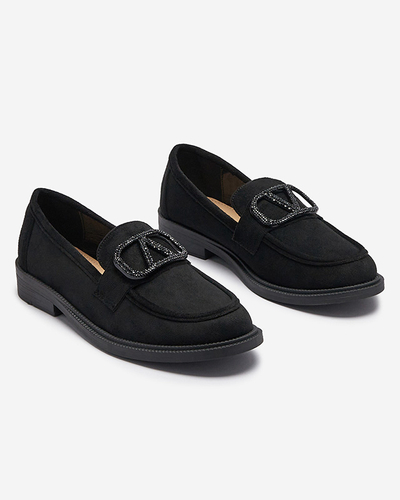 Черни дамски мокасини с орнамент Fogras- Footwear