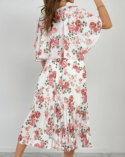 Royalfashion Дамска плисирана флорална миди рокля