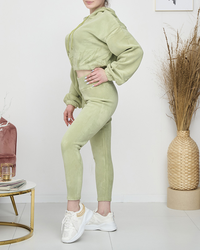 Зелен дамски спортен комплект суитшърт и панталон - Облекло