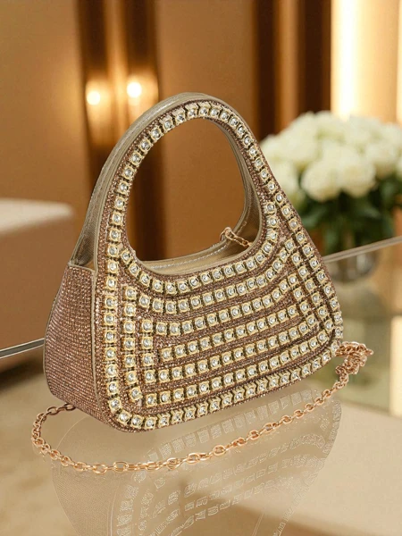 Royalfashion Дамска чанта тип плик с цирконии Myra Quill