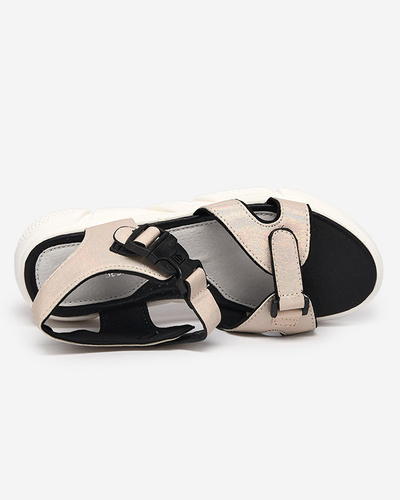 Dziecięce błyszczące sandały w kolorze beżowym Leepe- Obuwie