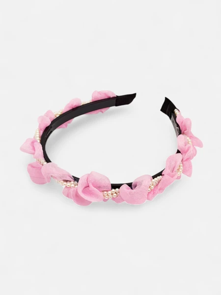 Royalfashion Лента за коса с драперия и перли