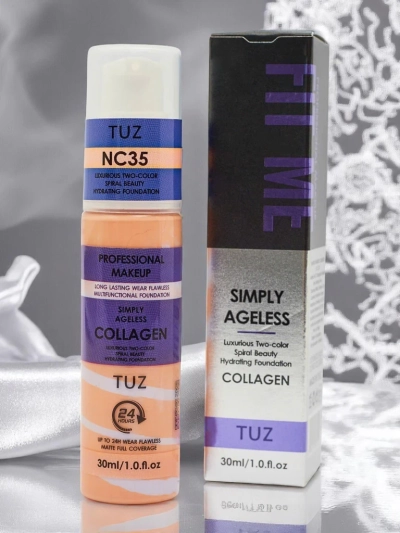 Хидратиращ двуцветен фон дьо тен за лице с колаген Топъл беж