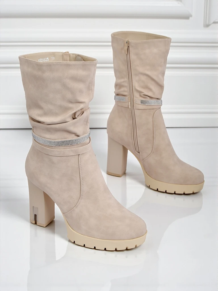 Матови дамски боти на ток Ashen Bloom