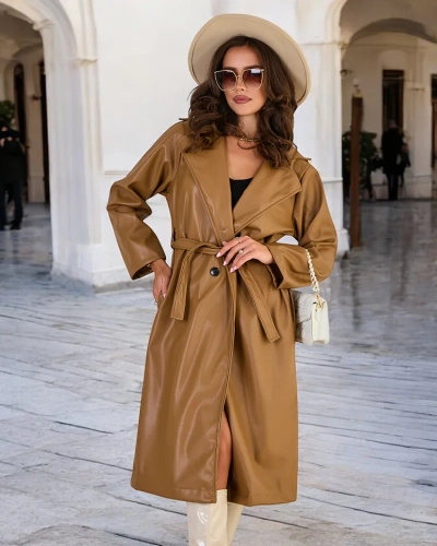 Royalfashion Дамско палто с връзки