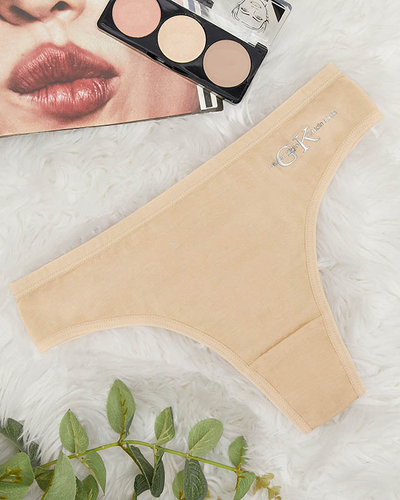 Beżowe damskie bawełniane stringi - Bielizna