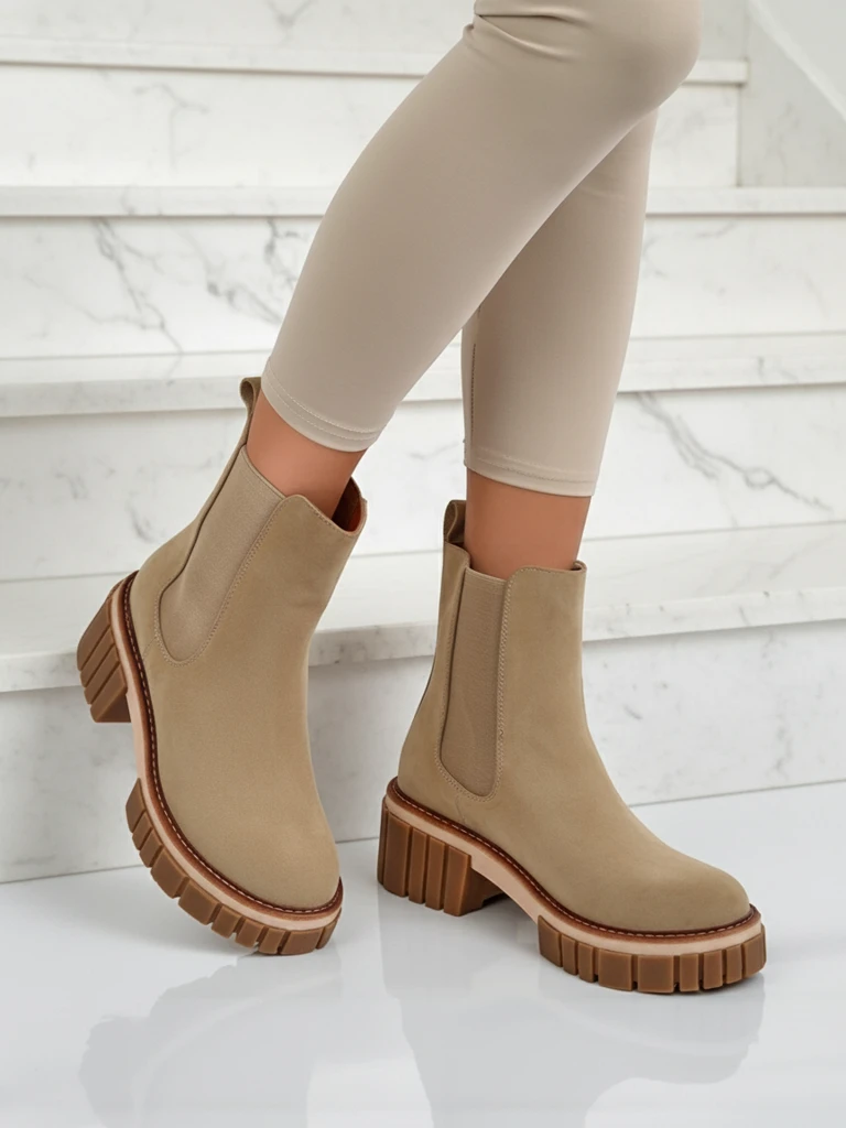 Боти до глезена на токче от еко набук Amber Walk