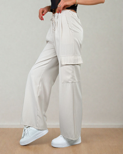 Royalfashion Дамски широки панталони с джобове