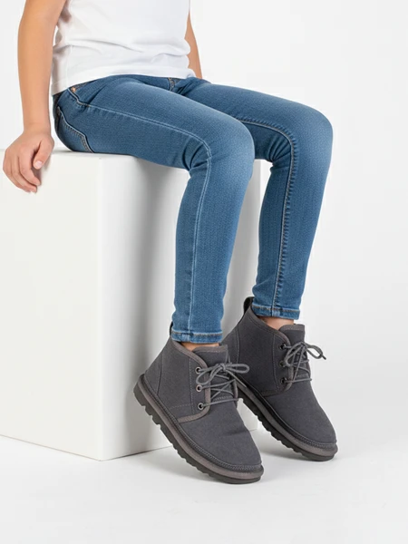 Детски Боти Luna Гълъбово Сиви Кожени Удобни за Зимата