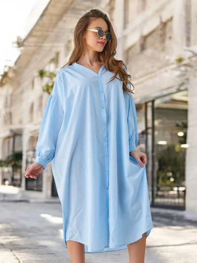 Royalfashion памучна дълга дамска риза а'ла рокля