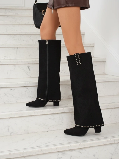 Дамски еко велурени ботуши с горна част Bryves