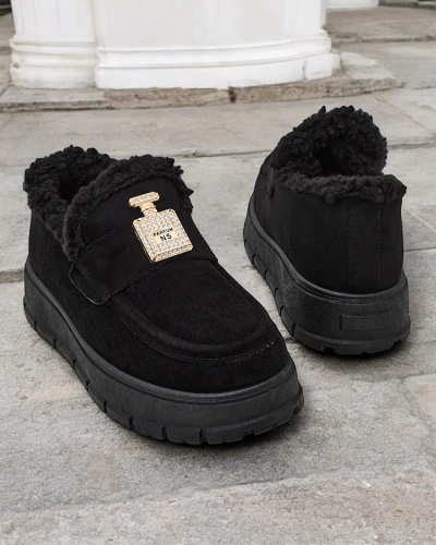 Черни обувки Kalliope с платформа и пух