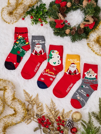 Дълги дамски чорапи за празници Royalfashion 5/опаковка